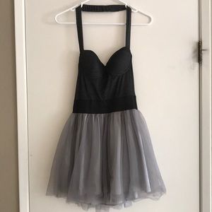 BALLERINA denim halter dress with silver tutu, S